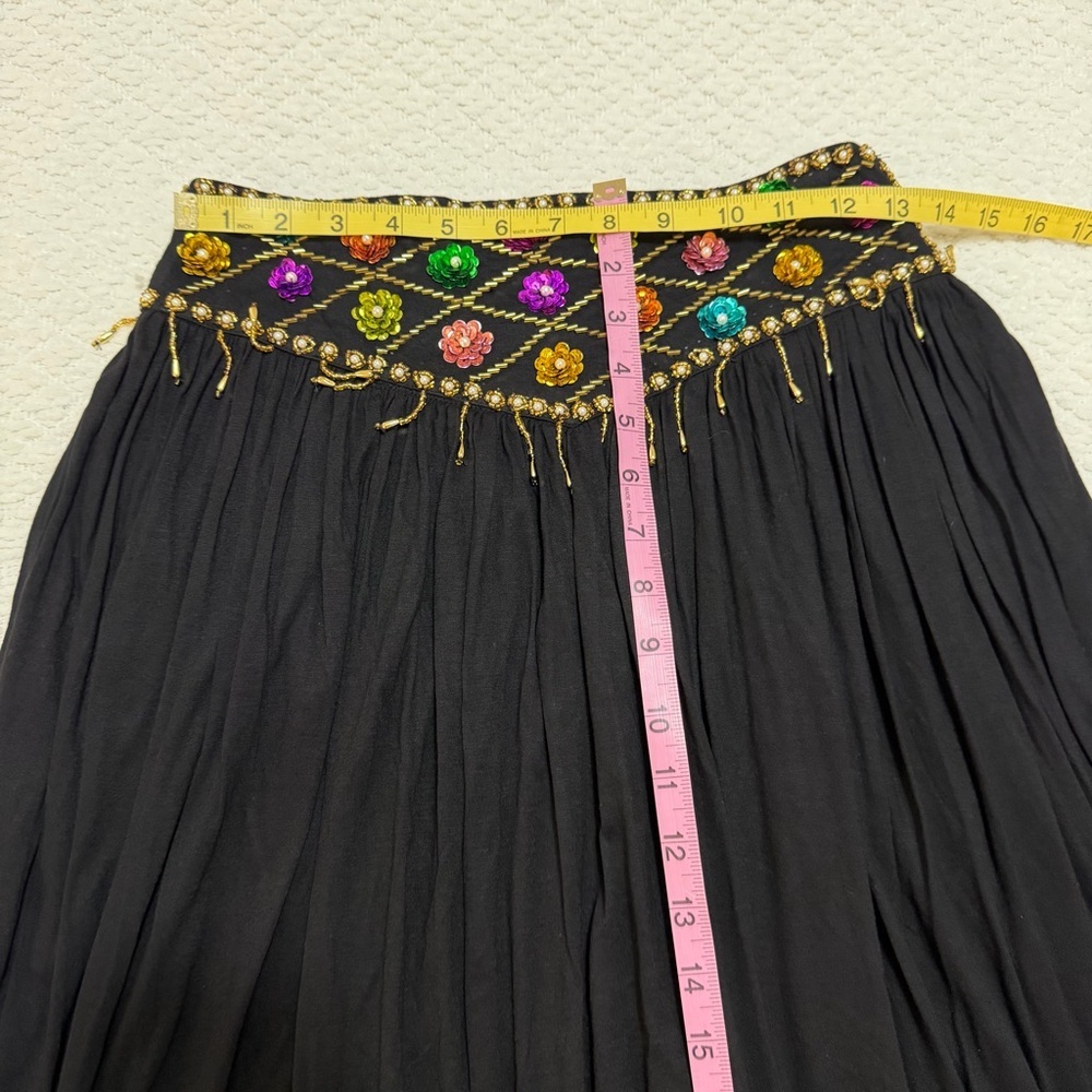Vintage Tara’s Stars Flower Handmade Skirt with Pockets Black Size Large - Picture 3 of 12
